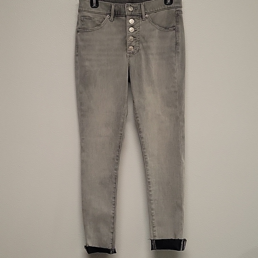 Express Mid-Rise, Skinny, 4-hyper Stretch Gray Jeans